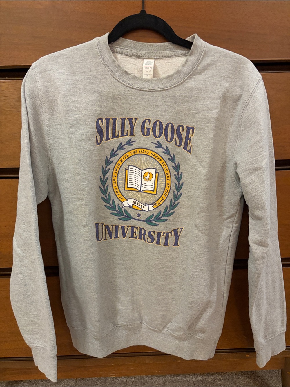 Silly Goose University Light Gray Crewneck Sweatshirt